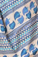 Off White Leaves Pure Gachi Tussar Kantha Saree - Image 6