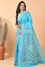 Blue Traditional Pure Silk Kantha Saree