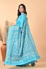 Blue Traditional Pure Silk Kantha Saree - Image 4