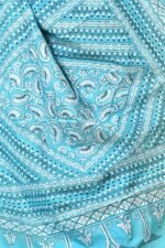 Blue Traditional Pure Silk Kantha Saree - Image 6